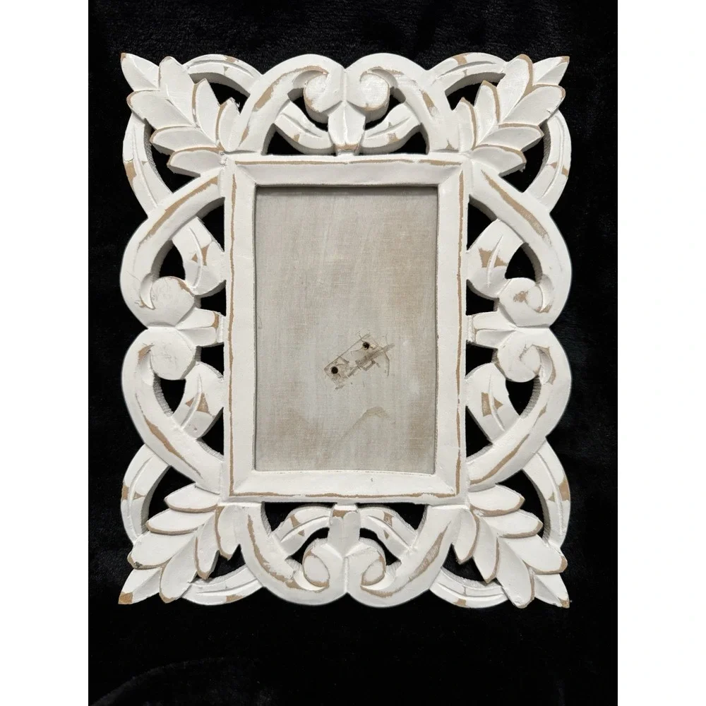 Wooden Picture‎ Frame 4x6 Set Of 2 Distressed Hand Carved Sheik Style